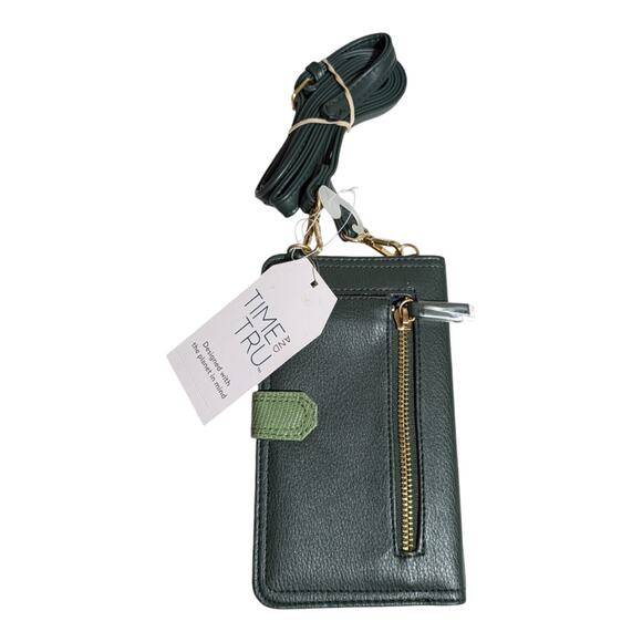 Time and Tru recycled materials women's crossbody wallet green brand new - Picture 1 of 7